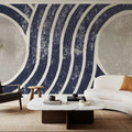 Over the Rainbow II Navy Gray Mural Wallpaper - room preview 02
