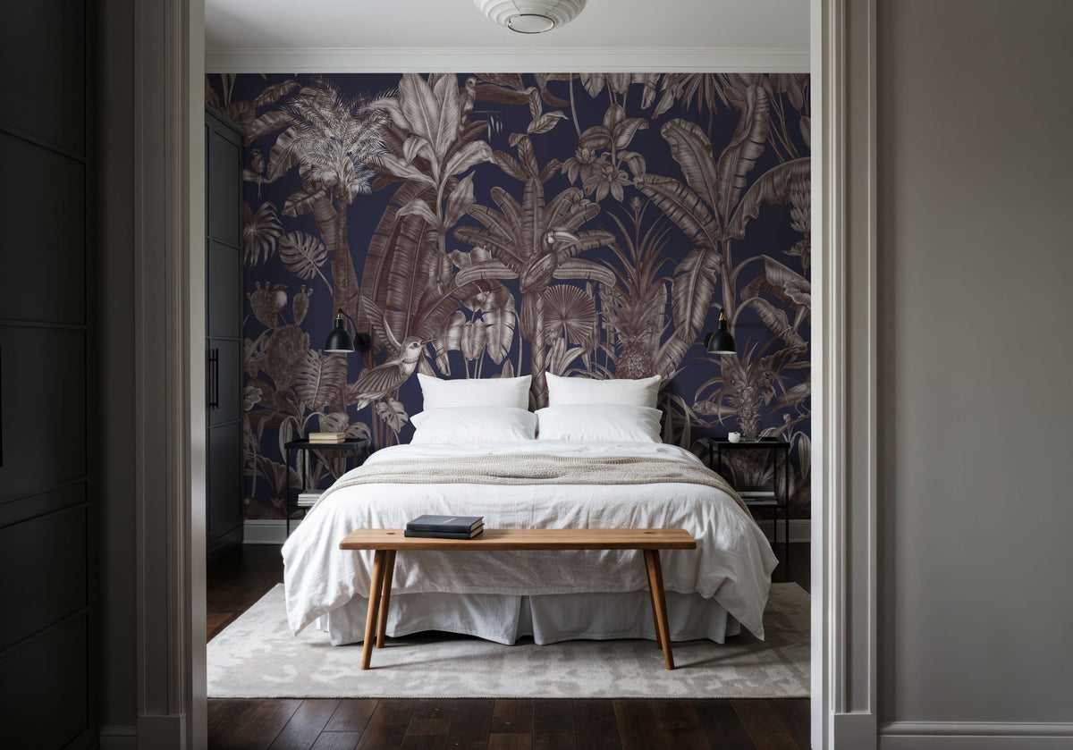 Tropical Wonderland, Eggplant Mural Wallpaper - room preview 02