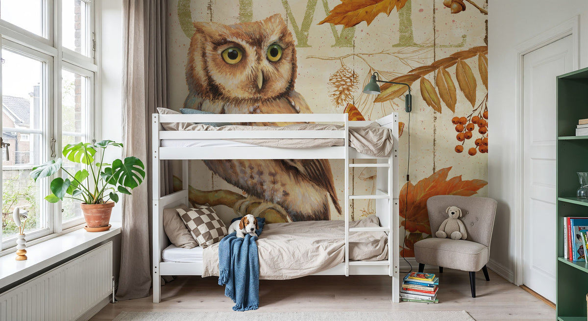 Owl Lodge I Mural Wallpaper - room preview 02