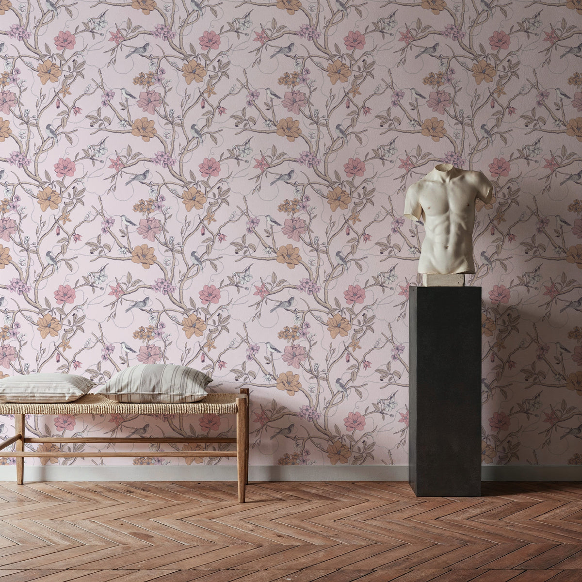 Trailing Tree of Life, Pink Mural Wallpaper - room preview 02