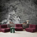 Playful Lions BW Mural Wallpaper - room preview 02