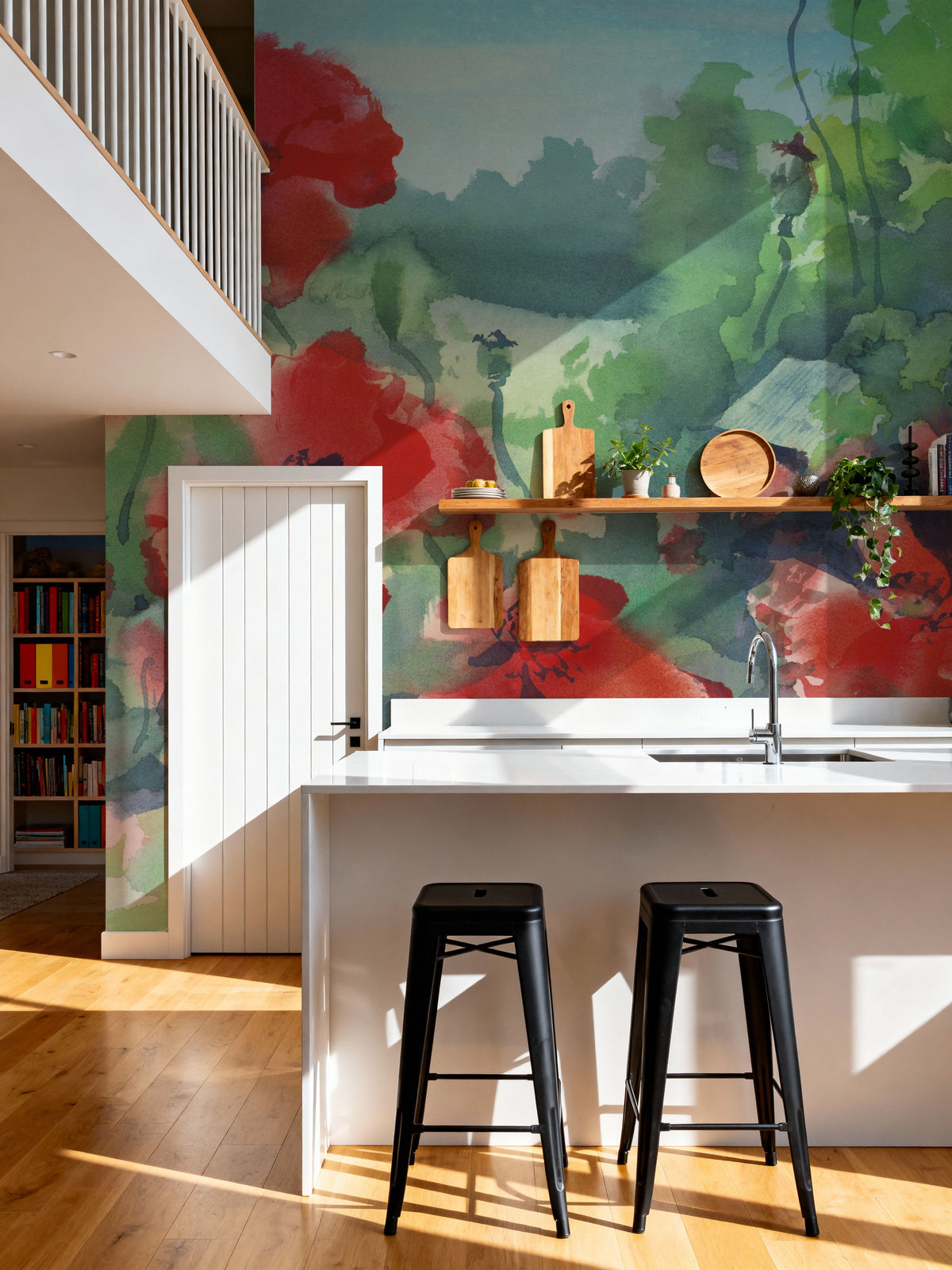 Poppy Reverie Mural Wallpaper - Neutral Tone - room preview 02