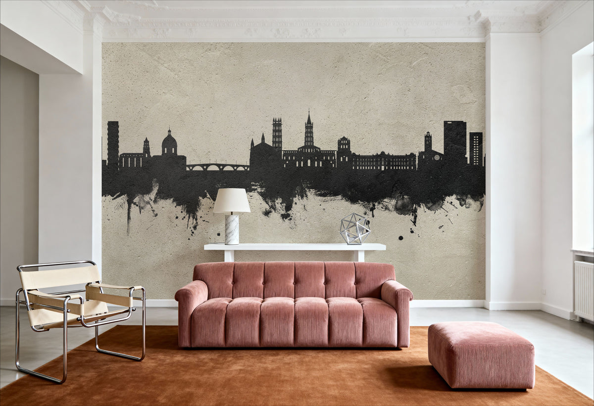 Toulouse France Skyline Concrete Mural Wallpaper - room preview 02