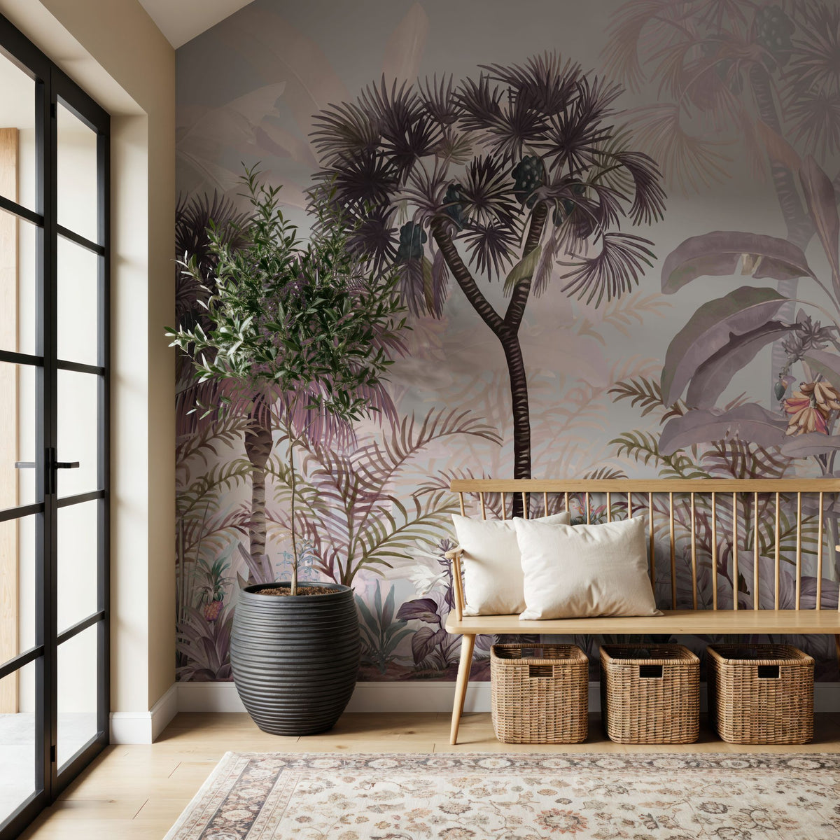 Tropical Forest Strolls Light Mural Wallpaper - room preview 02
