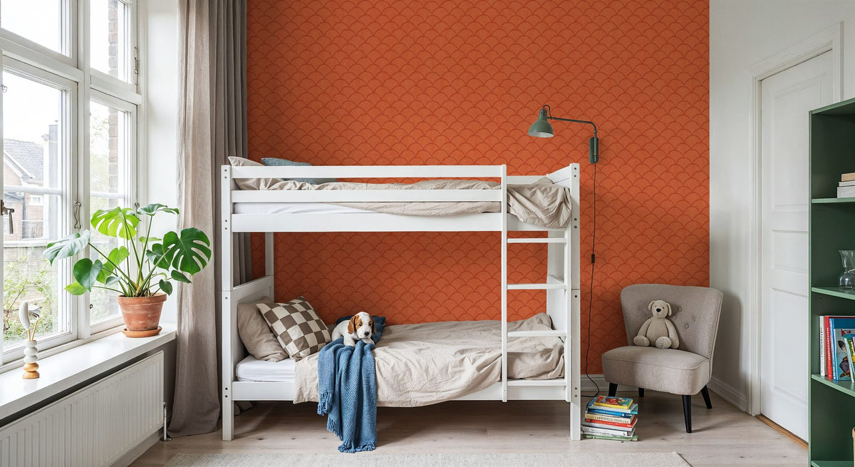 Coastal Scales Orange Mural Wallpaper - room preview 02