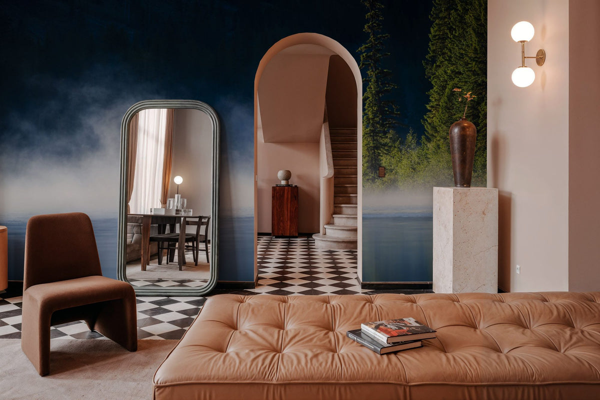 Lakeshore Fog Mural Wallpaper - room preview 02