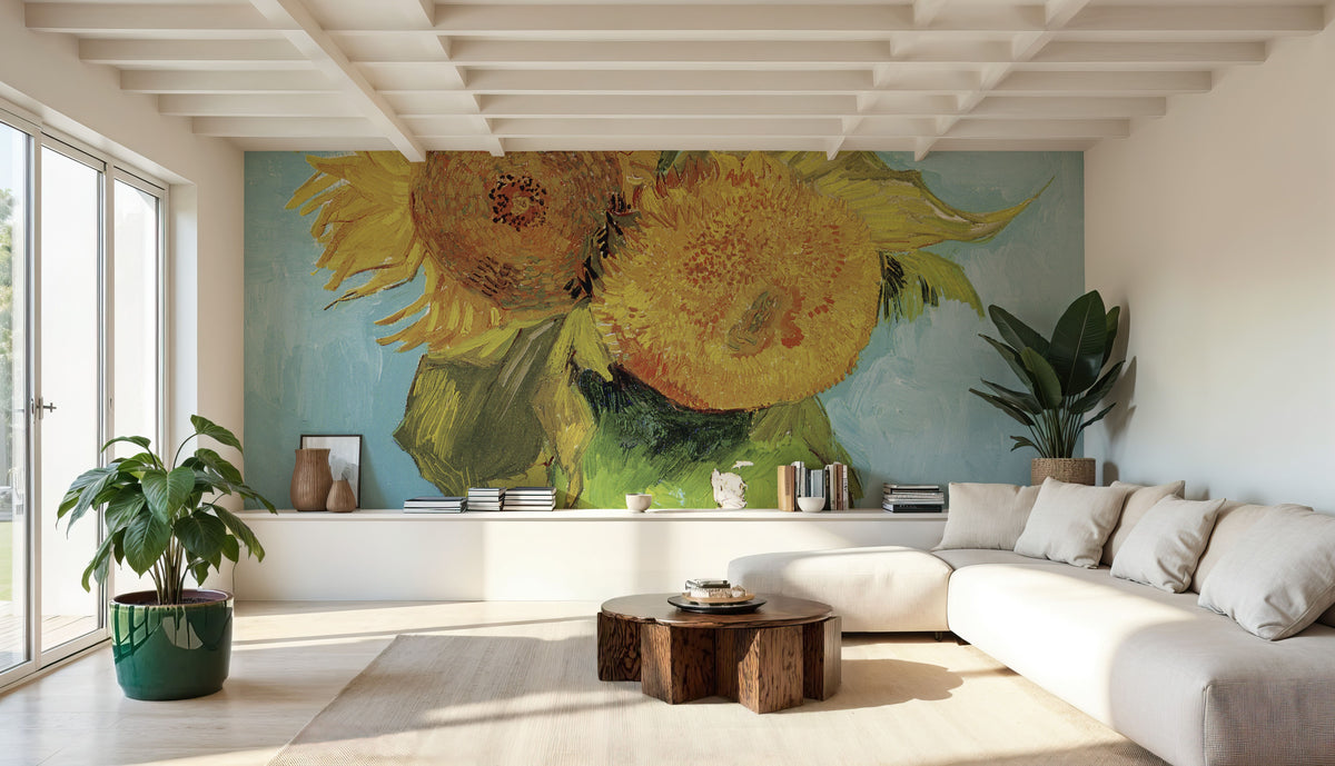 Vase with Three Sunflowers Mural Wallpaper - room preview 02