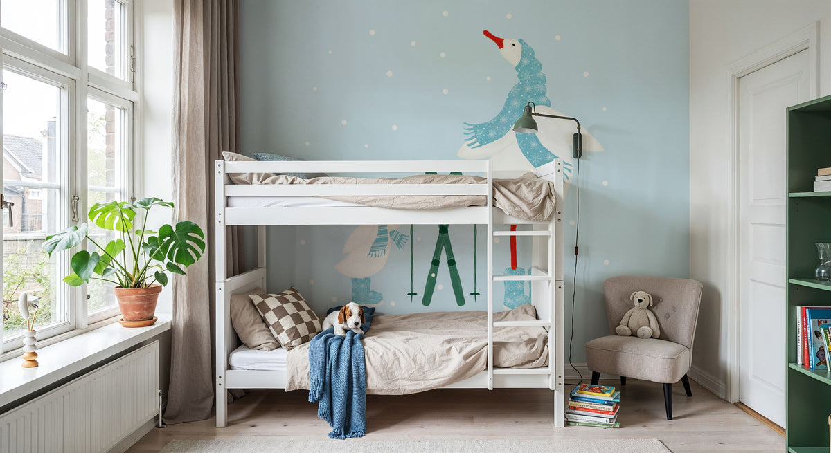 Ducks in the Snow IV Mural Wallpaper - room preview 02