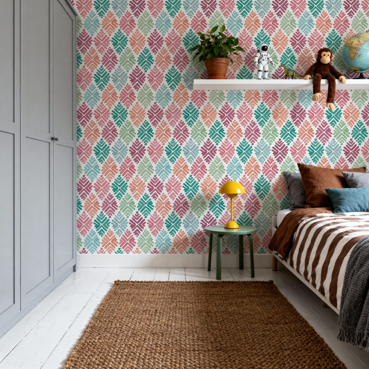 Bohemian Leaves in Color Mural Wallpaper - room preview 02