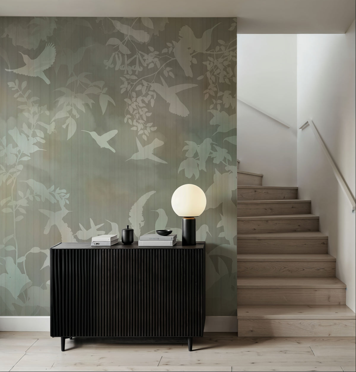Birds in the Fog Yellow Mural Wallpaper - room preview 02