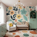 Flowery Swirls Mural Wallpaper - room preview 02