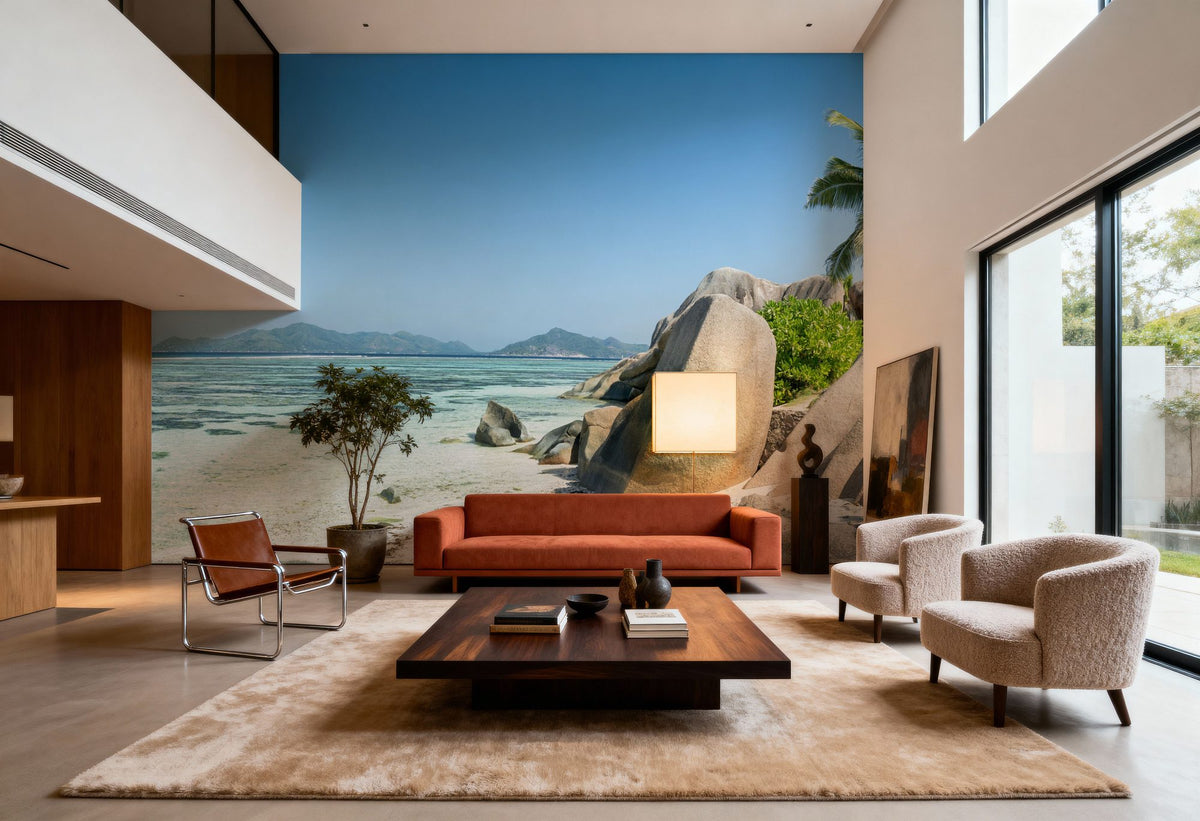 Rock Beach Mural Wallpaper - Blue Tone - room preview 02