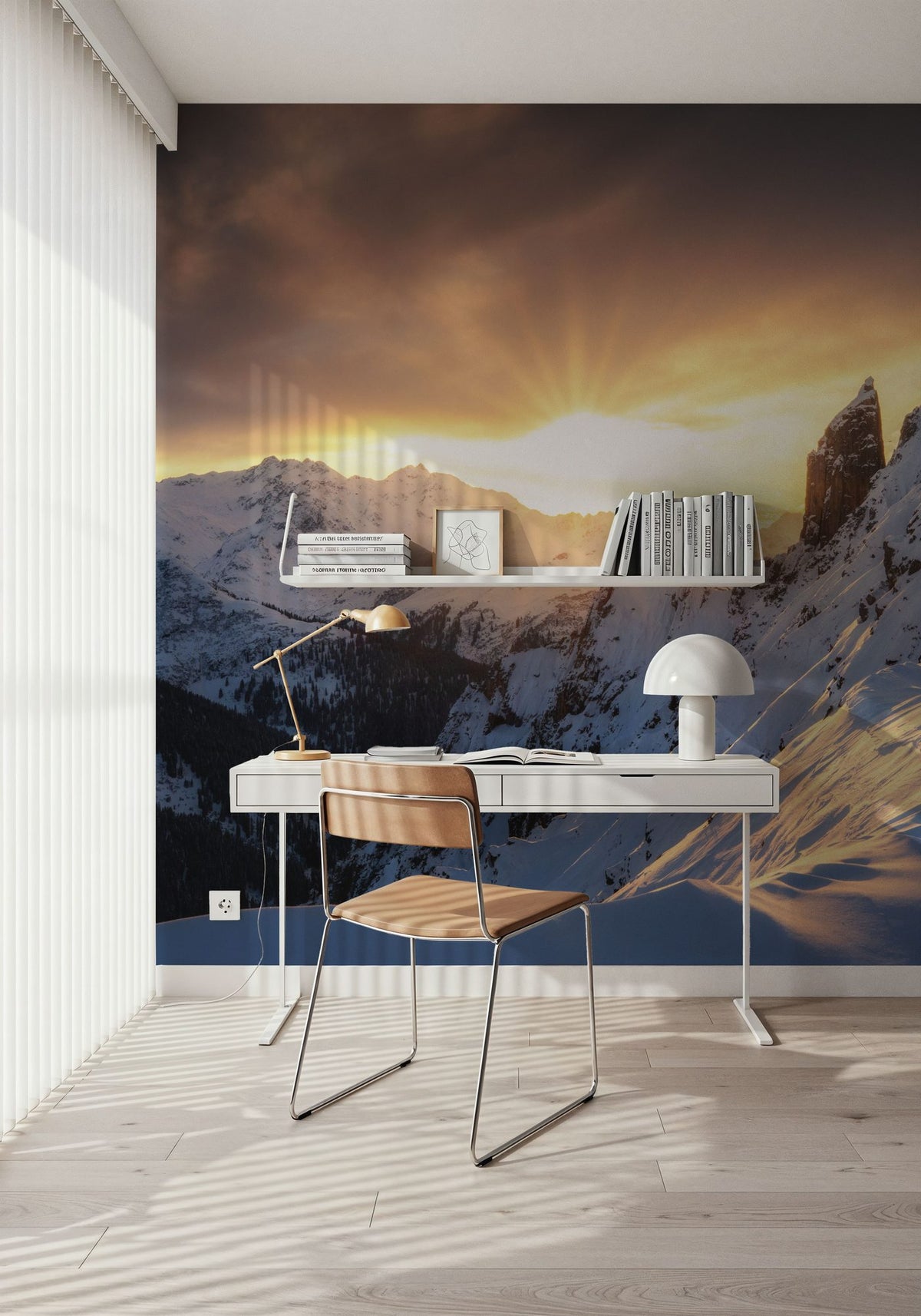 Sun Setting on Snow Mural Wallpaper - room preview 02