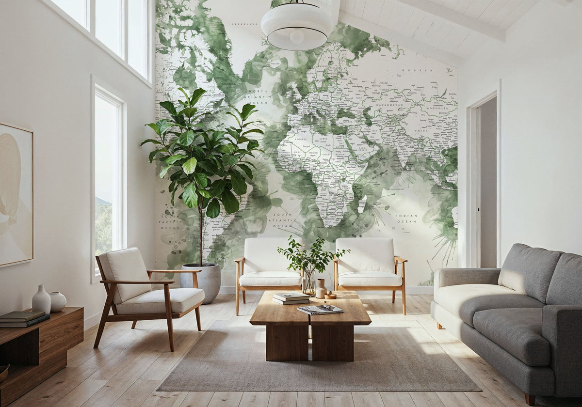 World Map Cities - Shawna Mural Wallpaper - room preview 02