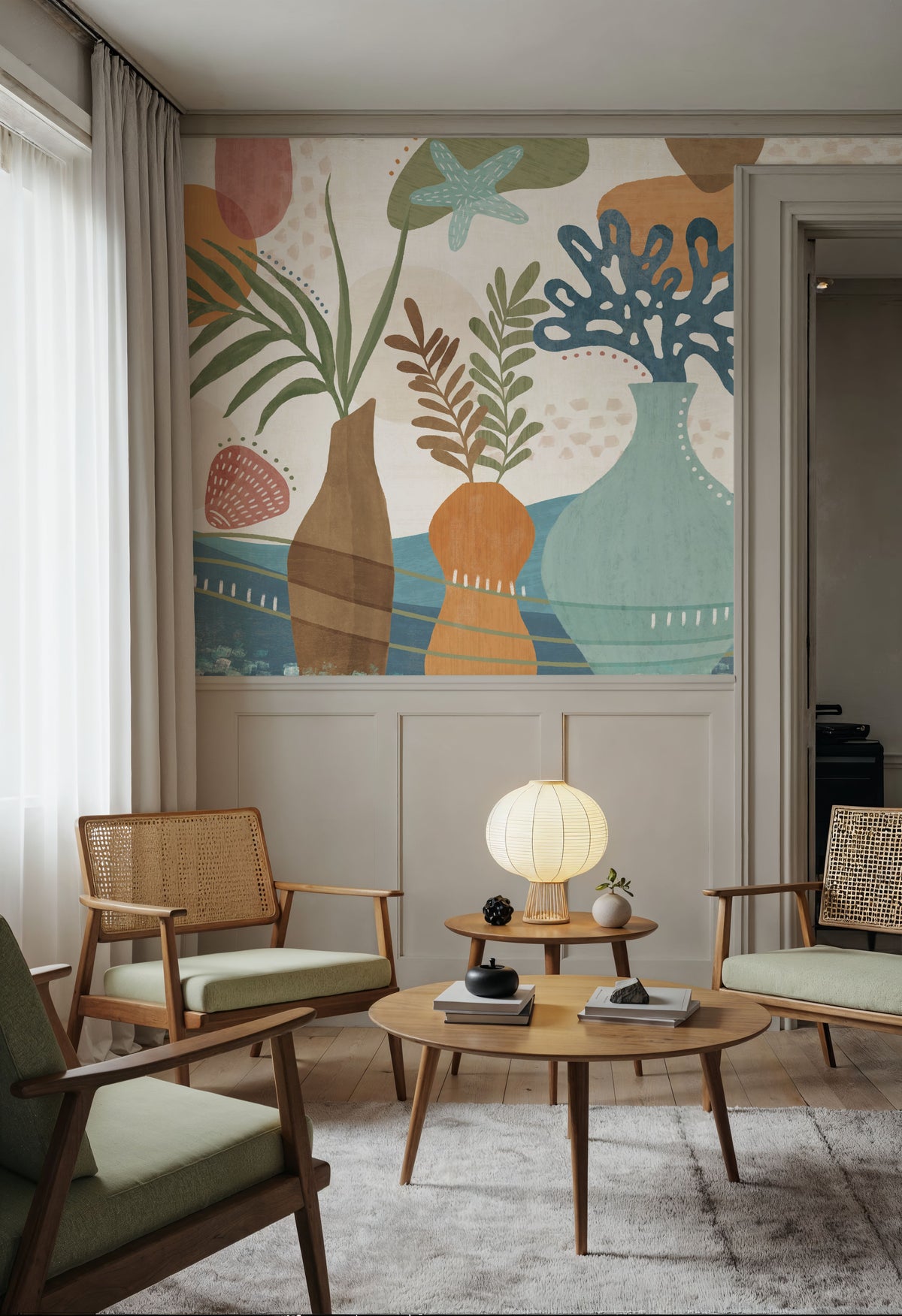 Coastal Flowers Mural Wallpaper - room preview 02