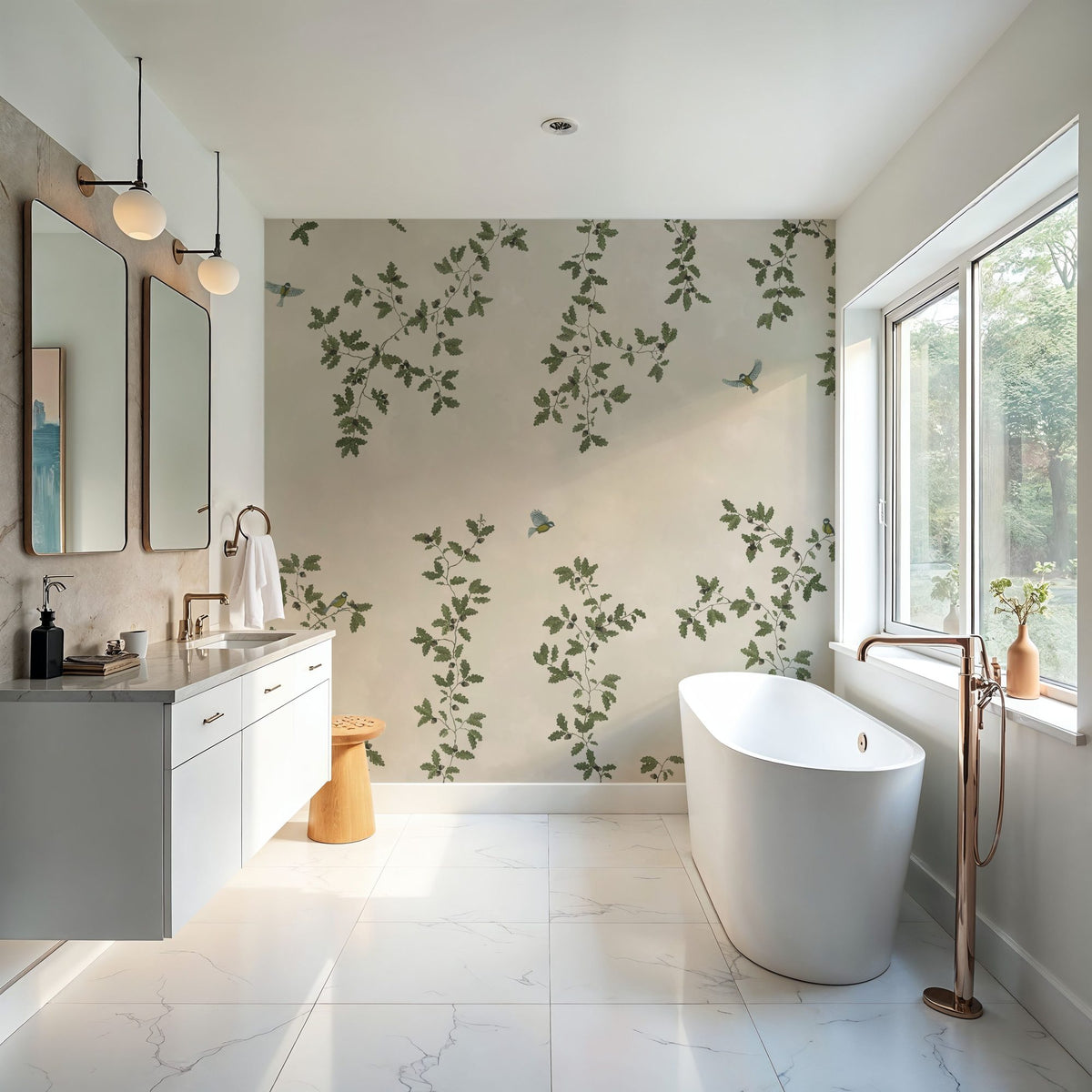 Oak Hollow, Cream Mural Wallpaper - room preview 02