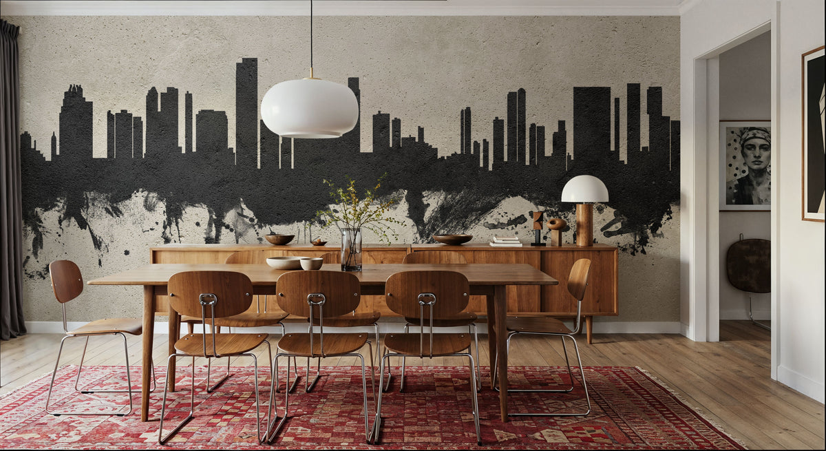 Honolulu Hawaii Skyline Concrete Mural Wallpaper - room preview 02