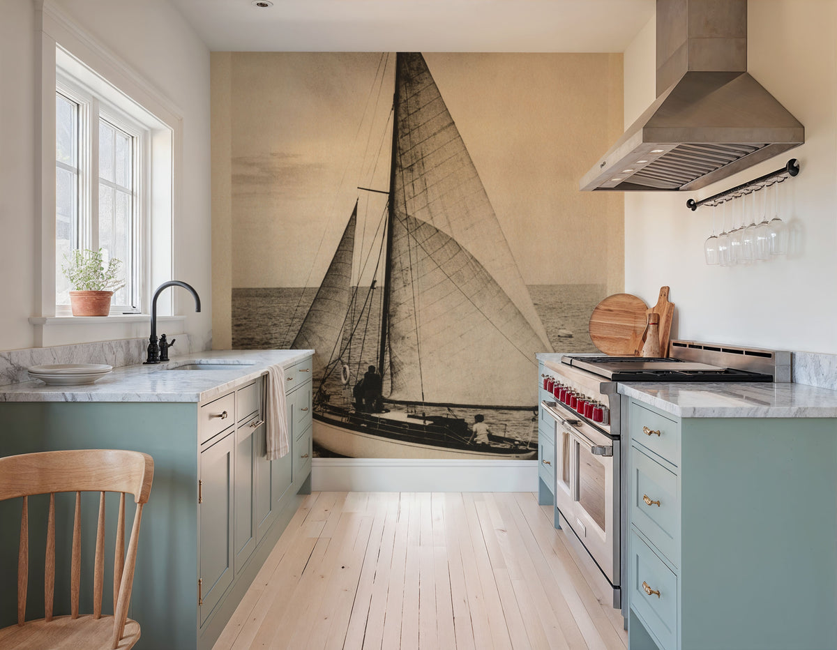 Vintage Sailing Mural Wallpaper - room preview 02