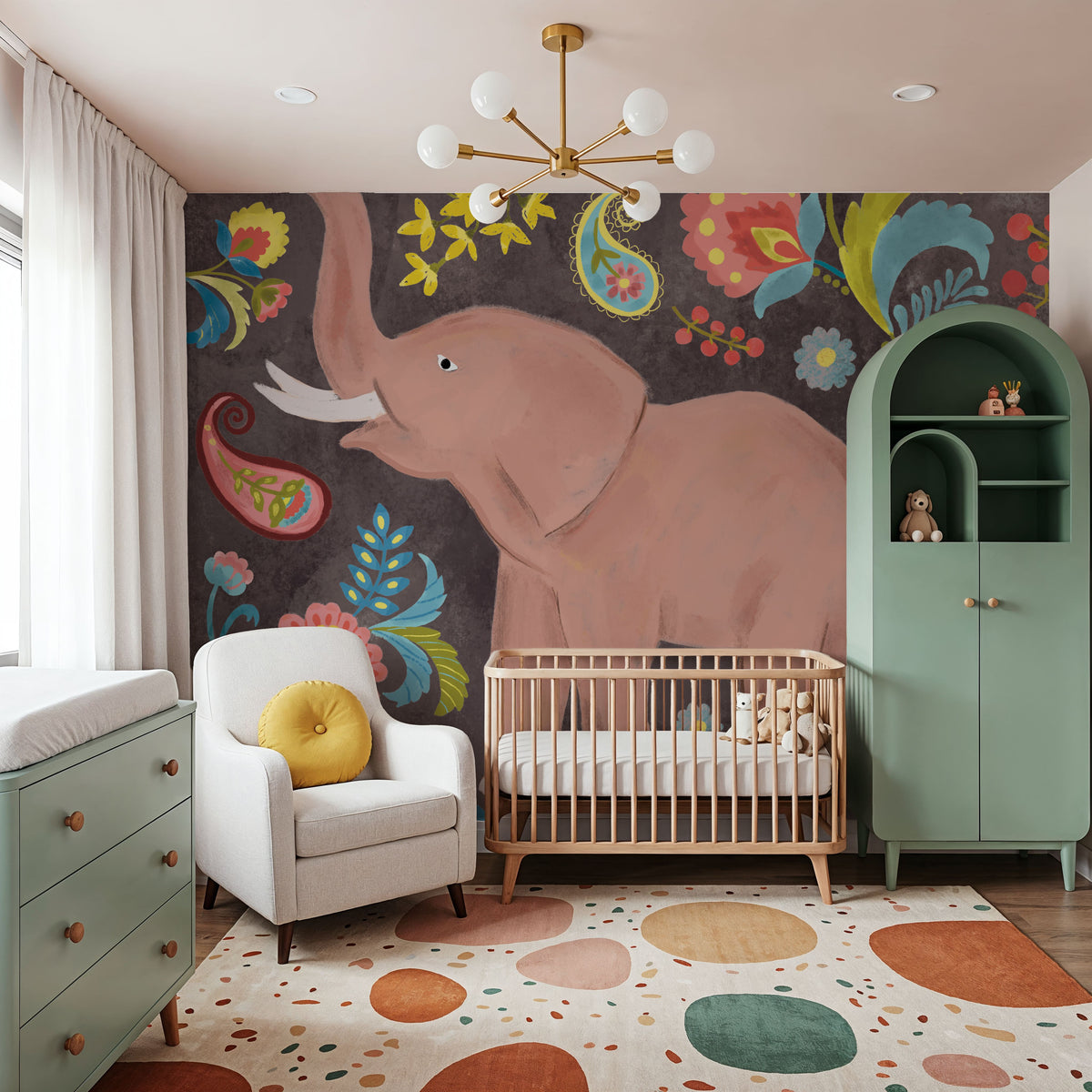 Elephant of the Jungle Mural Wallpaper - room preview 02