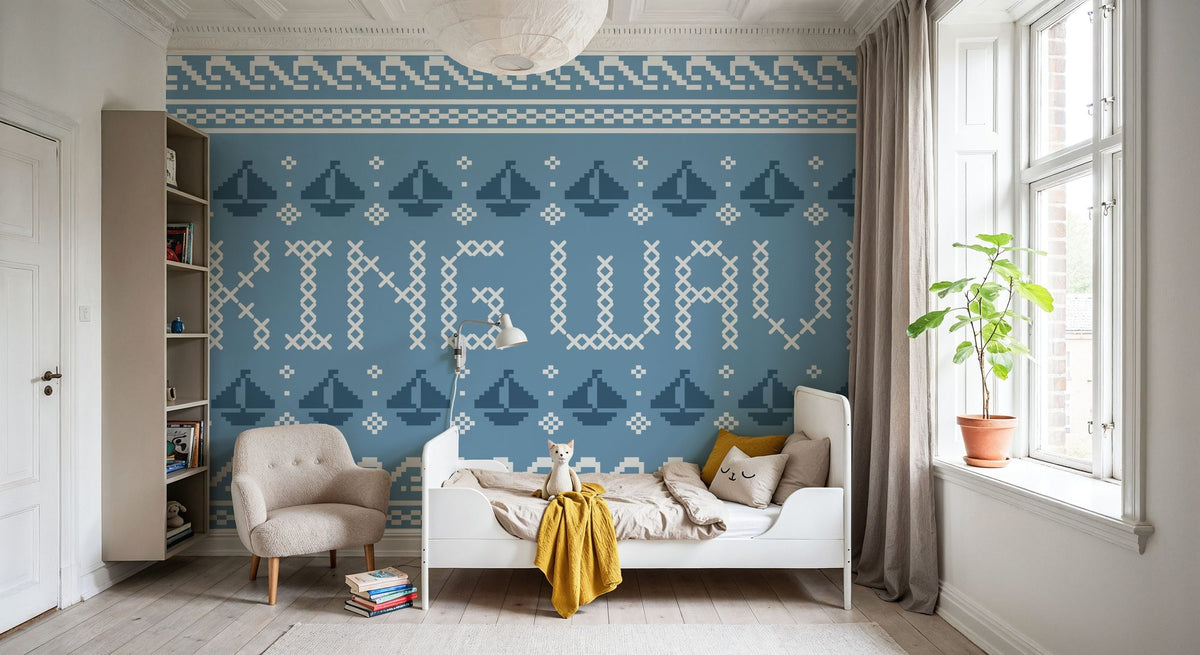 Coastal Cross Stitch I Mural Wallpaper - room preview 02