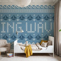 Coastal Cross Stitch I Mural Wallpaper - room preview 02