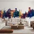 Granada Spain Skyline Blue & Bronze Mural Wallpaper - room preview 02