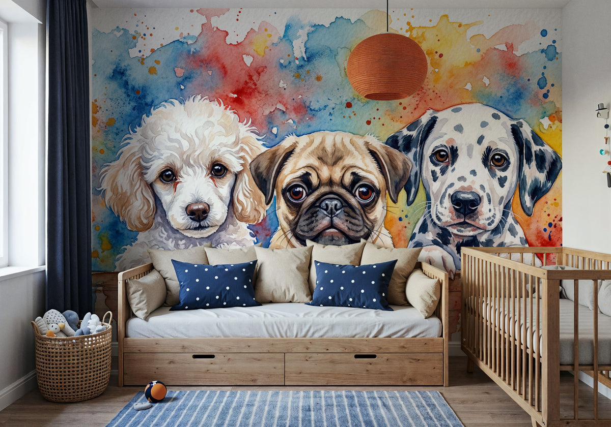 Puppies II - Cute Baby Animals Series Mural Wallpaper - room preview 02