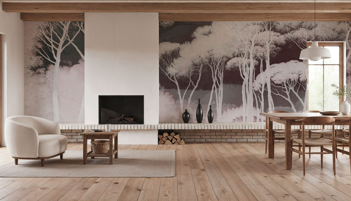 Seeing Through the Forest Red Mural Wallpaper - room preview 02