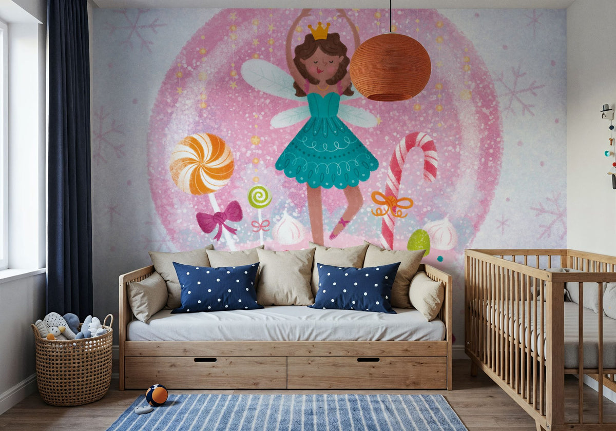 Sugar Plum Snowglobe Mural Wallpaper - room preview 02