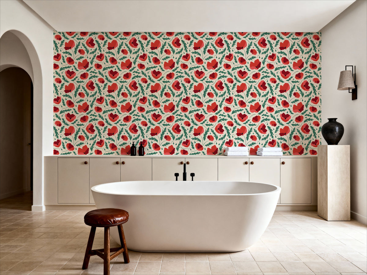 Poppy Field Mural Wallpaper - room preview 02