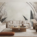 Floral Abstract Soft Mural Wallpaper - room preview 02