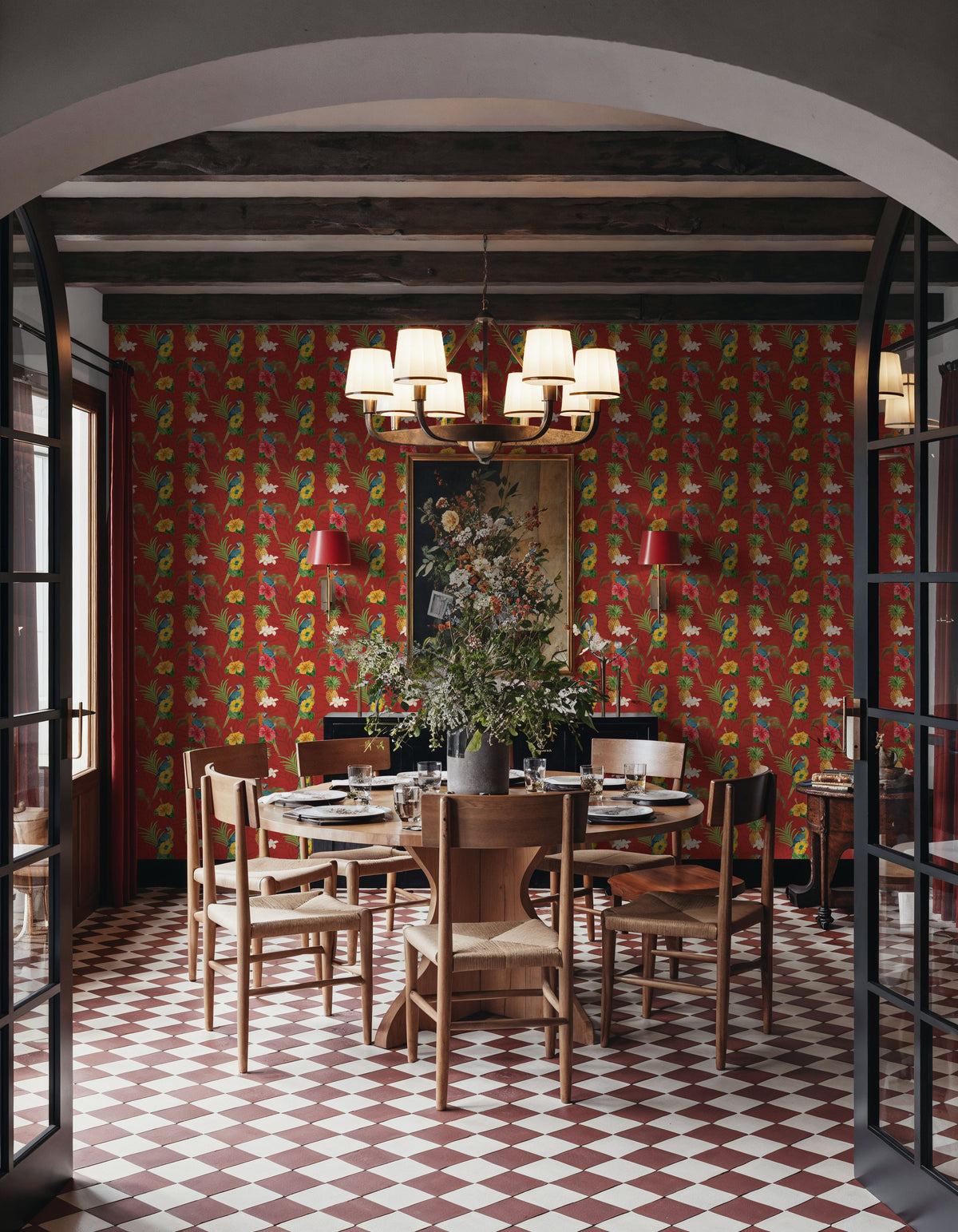 Parrot Paradise Red Mural Wallpaper - room preview 02
