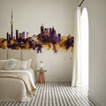 Toronto Canada Skyline Purple & Gold Mural Wallpaper - room preview 02