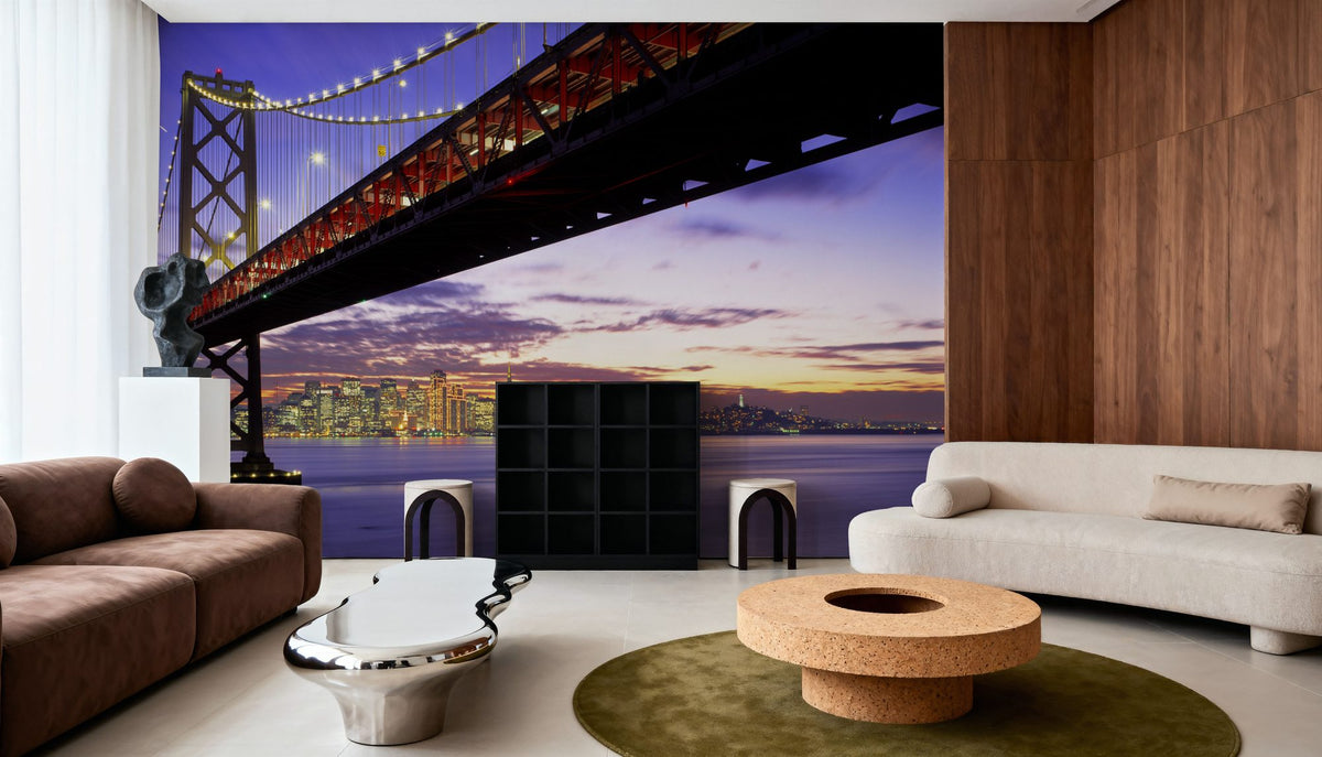 Golden Gate Twilight Mural Wallpaper - room preview 02