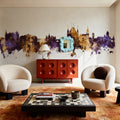 Thun Switzerland Skyline Purple & Gold Mural Wallpaper - room preview 02