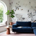 My Floral Abode, Gray Mural Wallpaper - room preview 02