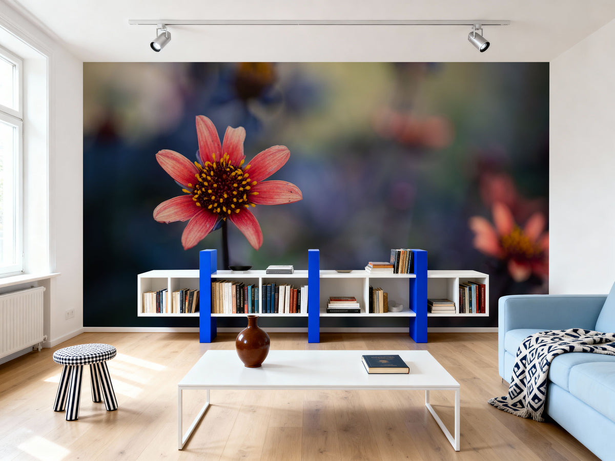 Peach Dahlias Mural Wallpaper - room preview 02