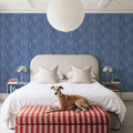 Swaying Lines, Indigo Mural Wallpaper - room preview 02
