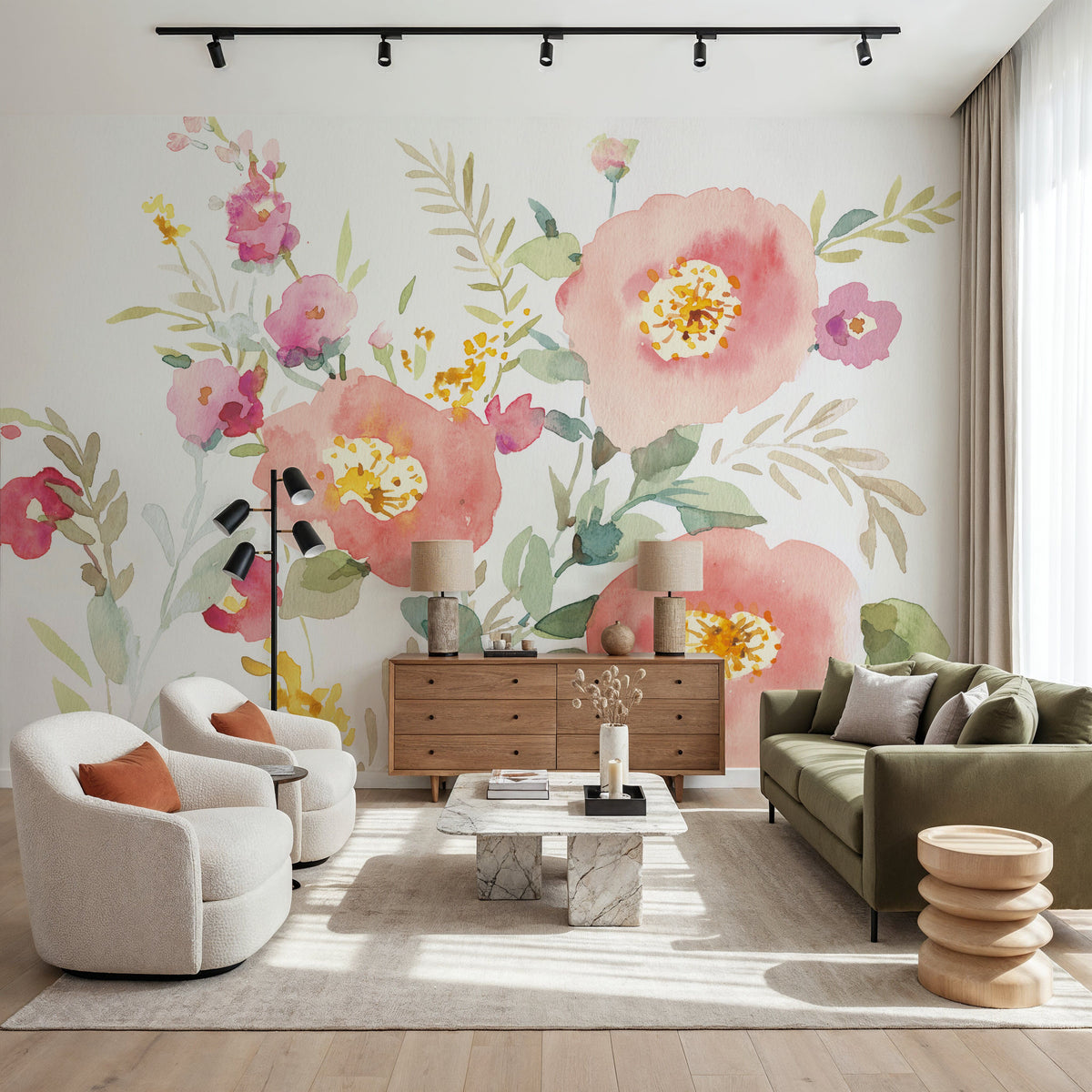 Jewels Florals Mural Wallpaper - room preview 02