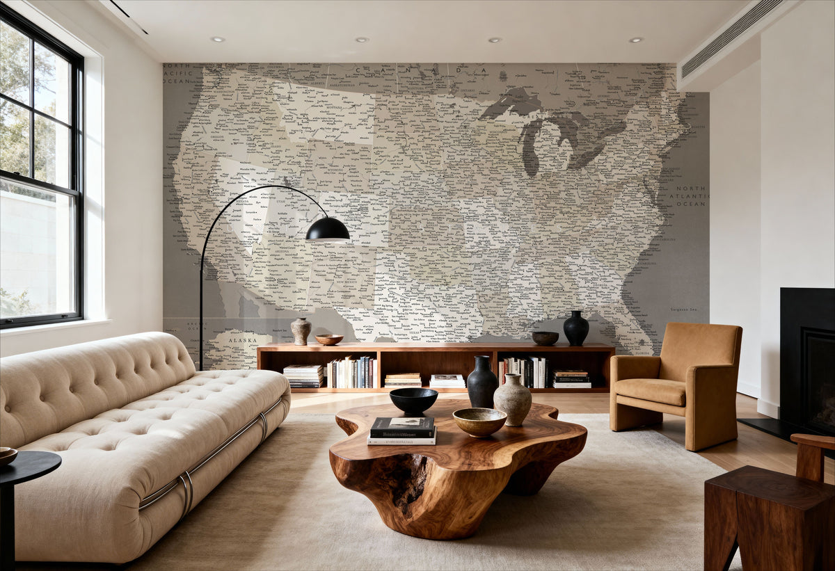 US Map Detailed - Earth Mural Wallpaper - room preview 02