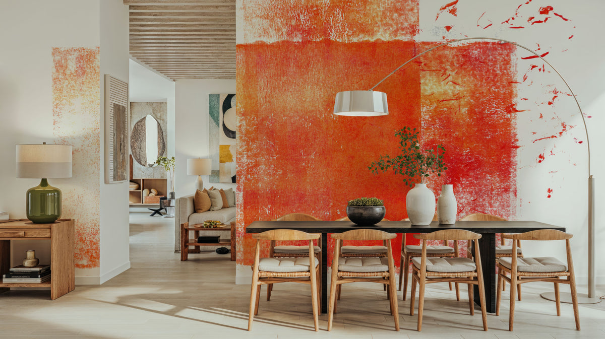 Rustic Red Geometry Mural Wallpaper - room preview 02