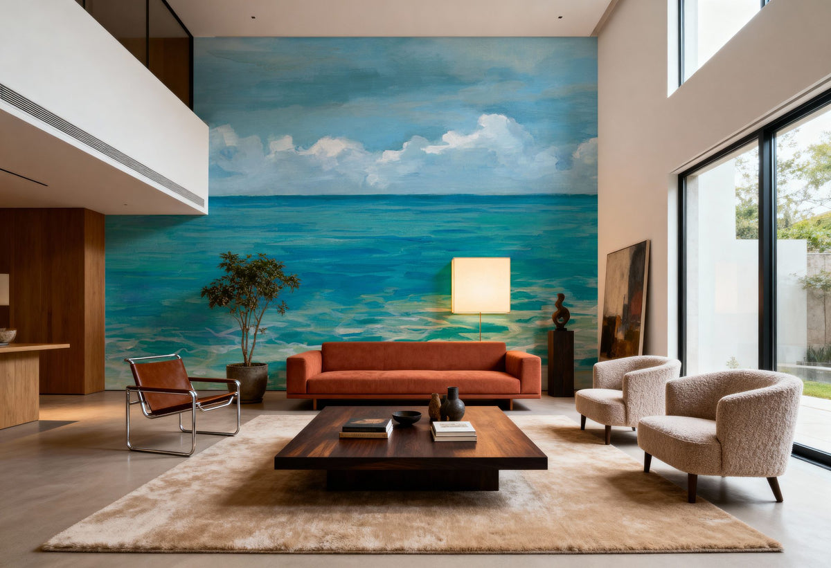 Caribbean Sea Strokes Mural Wallpaper - room preview 02