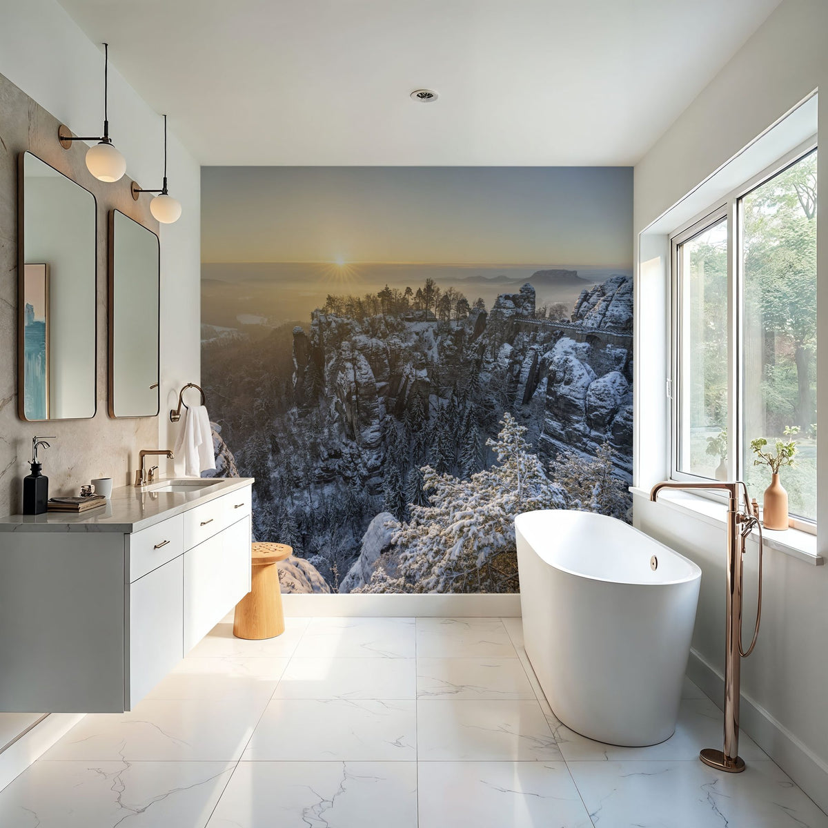 Bastei Bridge Sunset Mural Wallpaper - room preview 02