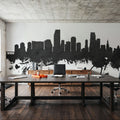 Miami Florida Skyline Blck & White Mural Wallpaper - room preview 02