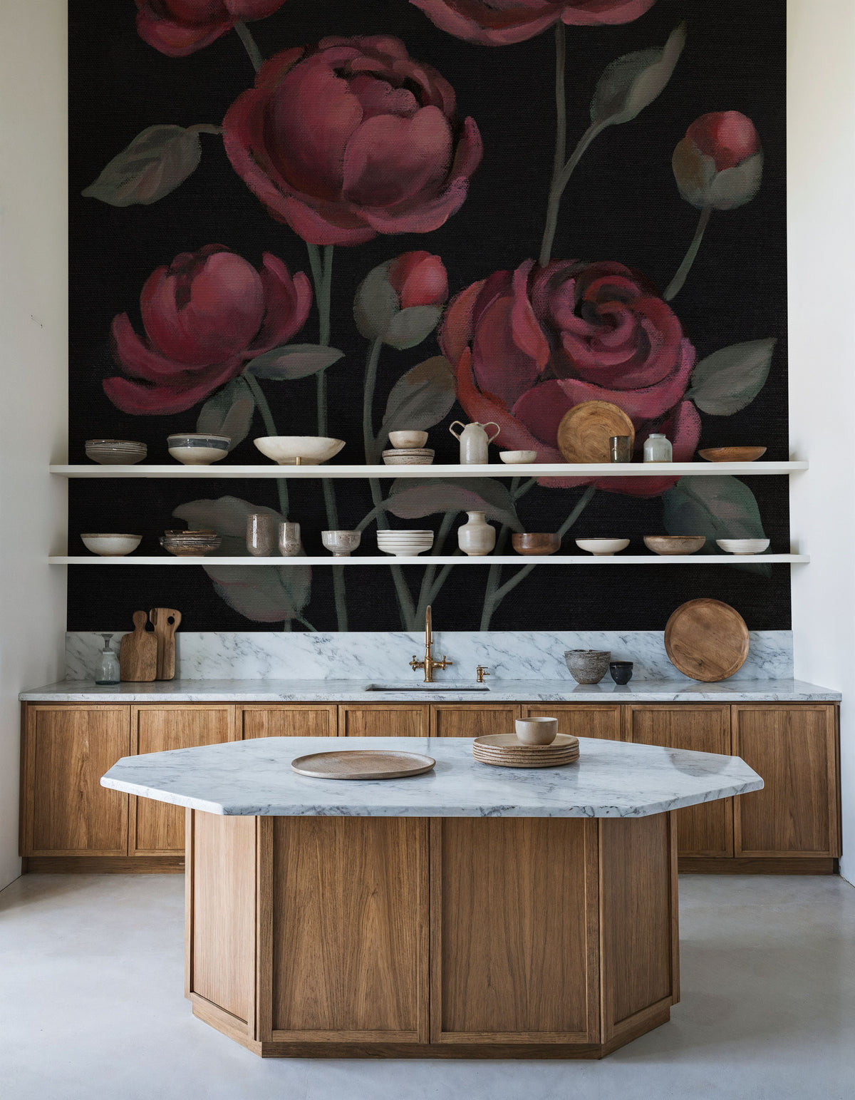Burgundy Bloom II Mural Wallpaper - room preview 02