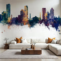 Umm Al Quwain Skyline Blue & Bronze Mural Wallpaper - room preview 02