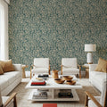Hydrangea, Teal Mural Wallpaper - room preview 02