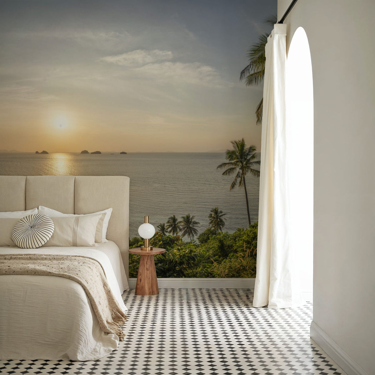 Golden Palm Shore Mural Wallpaper - room preview 02