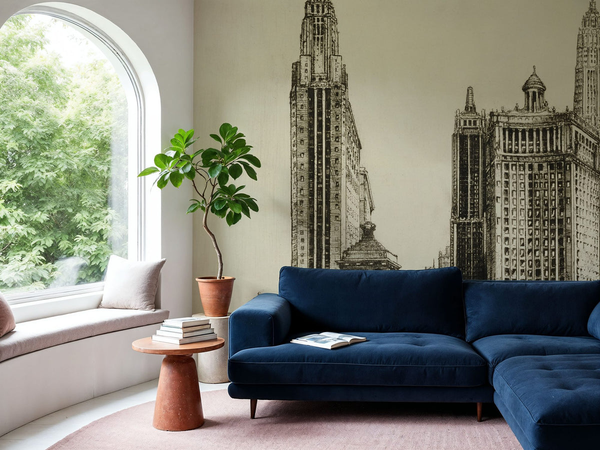 Dwellpaper Chicago, the Gateway Illustration Mural Wallpaper image 2