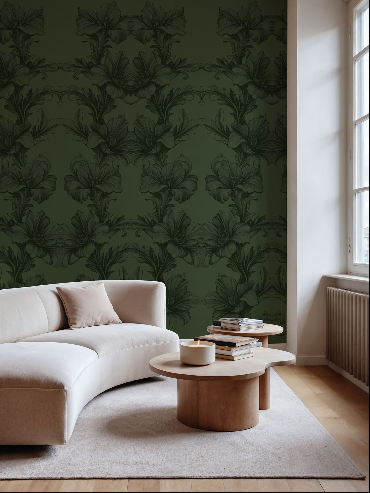Flower Bridges Green Mural Wallpaper - room preview 02